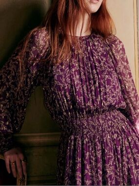 Sézane Priscilla Dress Purple Floral FR42